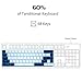 60 Percent Gaming Mechanical Keyboard, Minimalist MK-Box Blue Backlit Compact 68 Keys Wired Office Keyboard with Red Switch for Windows Laptop PC Mac Convenient/Xbox (Red Switch, Blue & White)