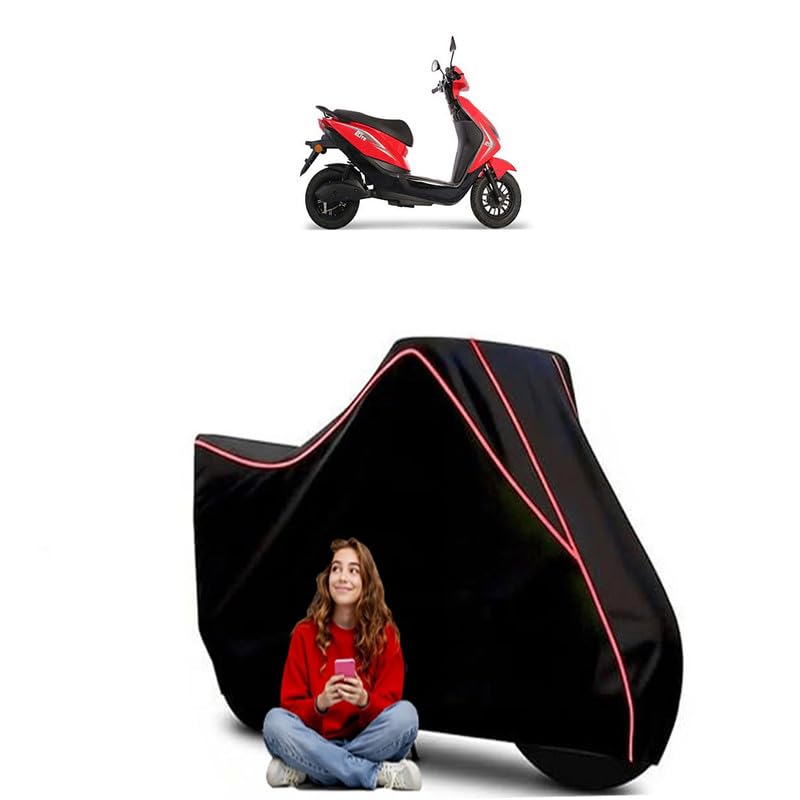 Image of REO Elite Scooty Bike Cover Water Resistant Outdoor Use Universal Fit Scooters Motorcycles Heavy Duty UV Protection Dust Rain Scratch Resistant Elastic Bottom Black Blue Piping