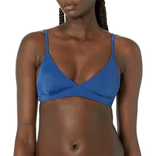Amazon Essentials Women's Light-Support Classic Bikini Swimsuit Top, Deep Blue, Medium