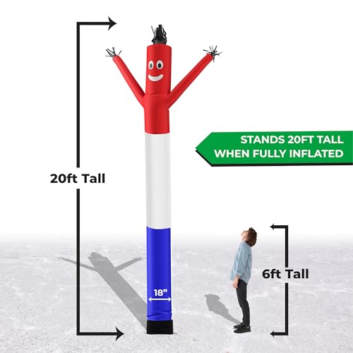 Image of LookOurWay Air Dancers Inflatable Tube Man Attachment - 20 Feet Tall Wacky Waving Inflatable Dancing Tube Guy for Business Promotion - Blower Not Included - Red /White /Blue
