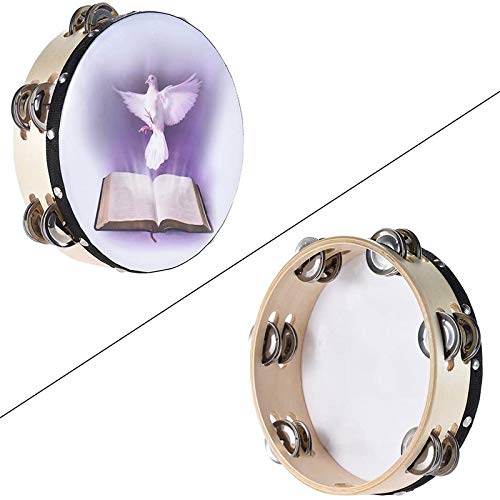 Scucs Tamboerijn dubbele rij jingle percussie instrument kerk handheld tamboerijn enkele rij tamboerijnen met jingle… - Image 7