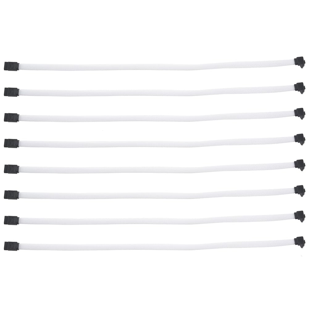 Bloepum 8pcs 50CM SATA 3.0 III SATA3 7Pin Data Cable Right Angle 6Gb/S SSD Cables HDD Hard Disk Data Cord with Nylon Sleeved