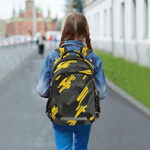 ALAZA Kids Backpack for Boys Girls,Yellow Black Camouflage School Backpack Preschool Elementary Kindergarten School Bag Bookbag Travel Laptop Bag Casual Daypack4