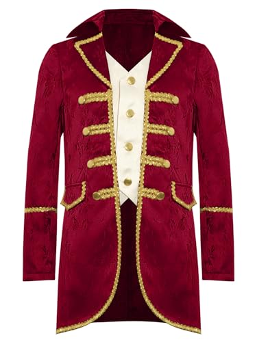 Sxiwei Kids Boys Long Sleeve Gold Trimming Jacket Formal Wear Medieval Victorian Renaissance Gothic Outfits