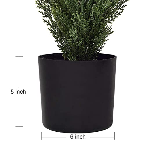 Dearhouse 2 Pack 4 Foot Artificial Topiary Cedar Trees Potted Indoor Outdoor Plants, Artificial Cedar Topiary Trees Uv Rated Potted Plants In Plastic Pot #TOP4