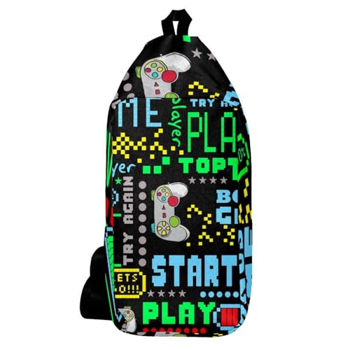 Sac à dos à bandoulière sur le thème du jeu vidéo multicolore pour homme