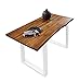 Produktbild SAM Esszimmertisch 120x80 cm Ida, echte Baumkante, massiver & cognacfarbener Esstisch aus Akazienholz, U-Gestell in Weiß, Baumkantentisch mit 26 mm Platte