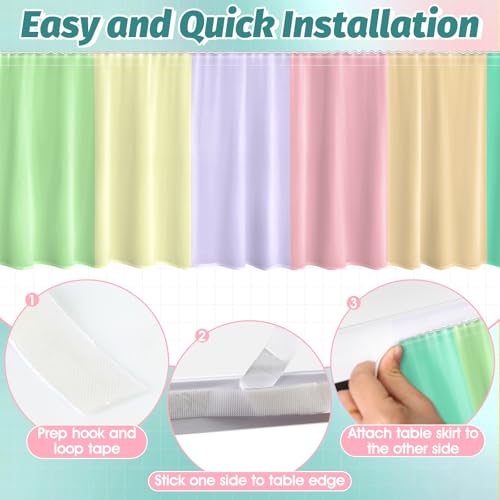 Image of 14FT Ruffle Pastel Table Skirt Teacher Desk Skirt for Classroom Decor Rectangle Round Table Cloth Colorful Desk Cover for Back to School Decorations Birthday Party Supplies Office Bookcase Cabinet