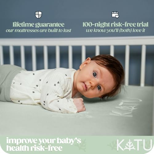 KATU 100% Organic Latex+Coconut 2-Stage Crib Mattress for Infant/Newborn/Toddler Safe Non-Toxic Hypoallergenic Breathable GOTS GOLS w