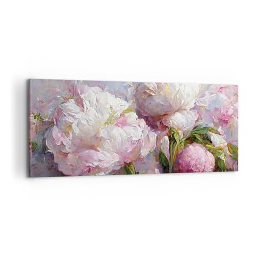 Lienzos decorativos 100x40cm Cuadro Sobre Lienzo Moderno Flores Peonías Clasicismo Grande Dormitorio Cocina Cuadros Pared Imágenes Cuadros Decoracion Salon Wall Art Prints Decor Canvas AB100x40-5975