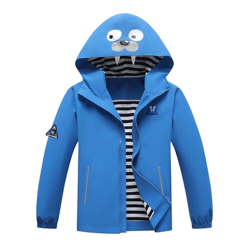 Image of MGEOY Girls Rain Jacket Lightweight Waterproof Hooded Cotton Lined Raincoat Windbreaker for Kids Size 4-12 Years