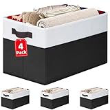 Criusia Large Storage Bins for Shelves 4 Pack, Closet Storage Baskets for Clothes Blanket Beddings Towels, Collapsible Fabric Closet Organizer...