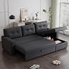 82" L-Shape Convertible Sleeper Sectional Sofa with Storage Chaise and Pull-Out Bed,Modular Corner Couch Lounge,w/Removable 3 Back Cushions and Armrest,for Home Furniture,Dark Gray