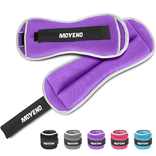 Moyeno 1 Pair 10Lbs Adjustable Ankle Weights for Women Men Kids, Wrist Weights Ankle Weights Sets for Gym, Fitness Workout, Running, Lifting Exercise Leg Weights - Each 5 Lbs Purple