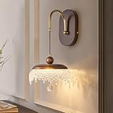 LED Wall Sconce,Wood Wall Light Fixtures,8' Indoor Hardwired Wall Light,Vintage Scones Lighting for Bedroom Living Room Bathroom Dining Room Hallway (1 Pack)