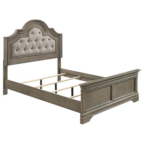 Coaster Home Furnishings Manchester Traditional Fabric Upholstered Eastern King Size Panel Bed Frame 65-inch Headboard Wheat Brown 222891KE