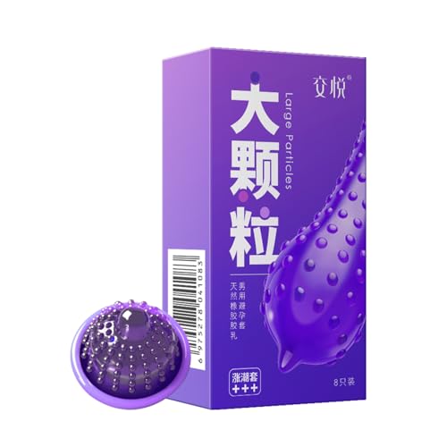 JIAOYUE Preservativo de látex natural - Uñas grandes en relieve, lados paralelos con bolsa de esperma (estimulante +++) - 8 piezas