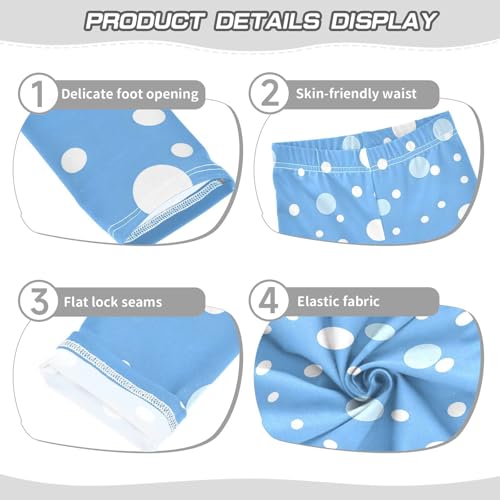 Blue White Bubbles Dots Girls Leggings Soft Stretch Workout Yoga Dance Pants for Kids Casual Tights3