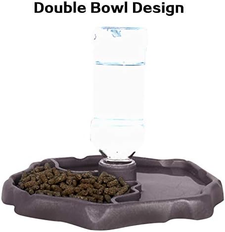 WINGOFFLY Automatic Reptile Feeders Waterer Automatic-refilling Turtle Water Dispenser Bottle Tortoise Food Water Bowl Feeding Dish for Lizards Coffee