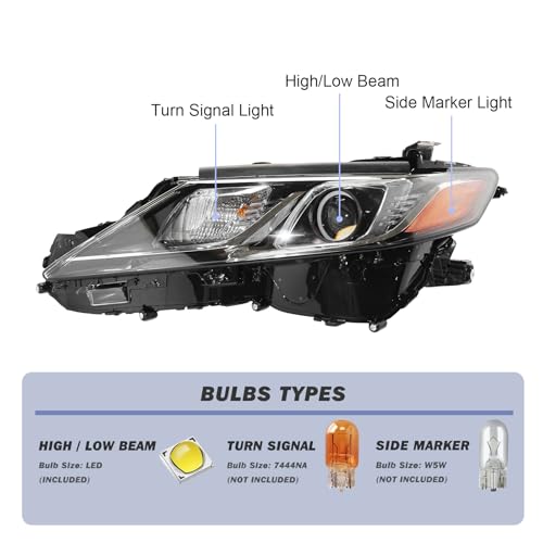 2018-2022 Camry Headlights L LE SE,LED Projector Headlight Assembly Compatible with Toyota Camry 2018 2019 2020 2021 2022 Replacement Driver Passenger Side by SHINESELL - Image 3