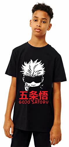 Image of Uniplanet Store Gojo Satoru Graphic Printed Cotton T-Shirt for Kids