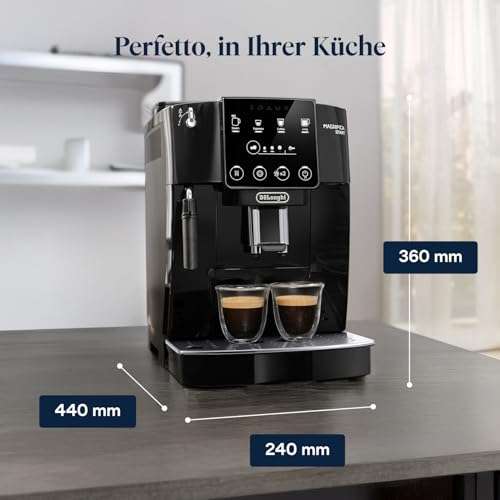 Foto von De’Longhi Magnifica Start - Perfetto Kaffeevollautomat mit klassischem Milchaufschäumer, 4 One-Touch-Getränke, Cappuccino, Espresso Kaffeemaschine, Soft-Touch-Bedienfeld, Schwarz (ECAM222.20.B)