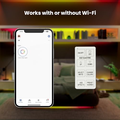 Image of Feit Electric 10FT Smart Chasing LED Strip Light, RGB Color-Changing + Tunable White, Wi-Fi App & Remote Control, Alexa & Google Home, Linkable, Cuttable, Indoor /Outdoor, TAPE10 /CHASE /AG