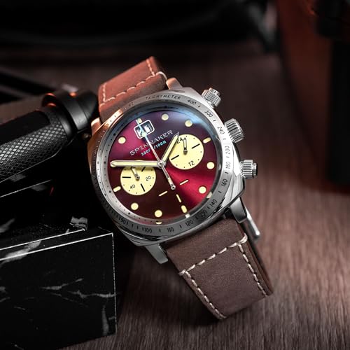 Image of Spinnaker Men's 42mm Hull Chronograph Watch with Leather Strap SP-5068