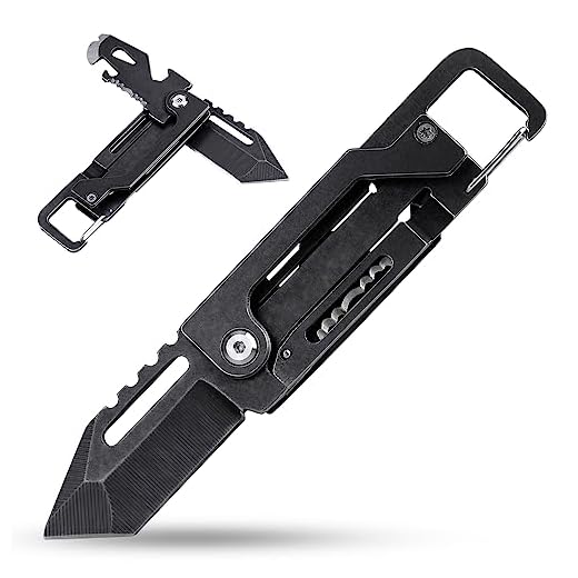 Keychain Pocket Knife Small Folding Tanto Knives with Clip, Multitool Box Cutter Car Key Chain with Can/Bottle Opener Screwdriver Scraper Wrench Pry Tool, EDC Tactical Knife Camping Gear Gifts for Men