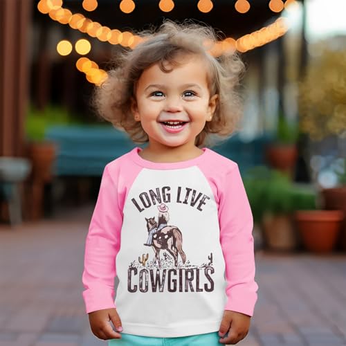 CM C&M WODRO Toddler Baby Girl Long Live Cowgirl Raglan Shirt Kid Funny Western Graphic Long Sleeve Tees Fall Jersey Top3