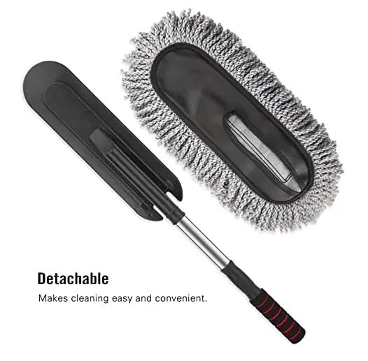 Image of Microfiber Car Duster with Long Handle & Interior and Exterior Car Cleaning Brush (Pack of 2), Multi