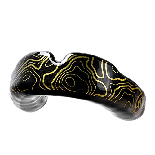 Image of GuardLab APEX Mouthguard w /Case | Football, Basketball, Boxing, Wrestling, Soccer, Karate, Hockey, MMA | Adult & Youth | Pre-Indented for a Precise Fit (APEX /Topographic-Black, Small)