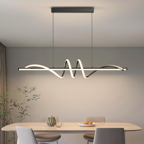 LannlKer Modern LED Pendant Lights, 39in Chandelier Dimmable with Remote Control 3000k-6000K Adjustable Color Temperature, Aluminum Island Lighting Lamp Fixture for Kitchen, Dining Room, Billiard Room by LannlKer - Used condition - US$87.30