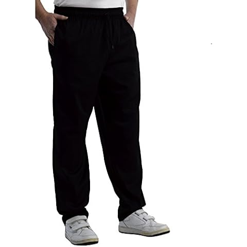 Chefs Black Polycotton Trousers with Elasticated Waist (Large) Cover