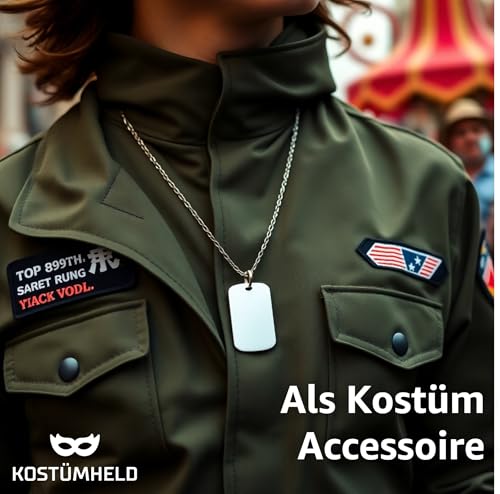TK Gruppe Timo Klingler Hundemarke US Army Dog Tag - Erkennungsmarke silber, Kette als Soldaten Accessoire für Fasching & Karneval
