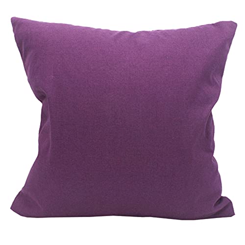 純色 クッションカバー 無地 抱き枕カバー ポリエステル 座布団カバー (ダークパープル, 40x40cm)