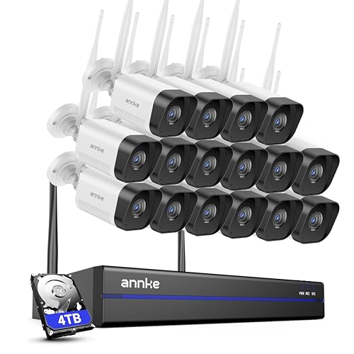 ANNKE Wireless Camera for Indoor/Outdoor 16 Pcs, 16CH 4K NVR Kit Expandable, Security Camera System, 4TB HDD, 100ft Color Night Vision, AI Human Detection, IP66, 2-Way Audio, Plug-and-Play
