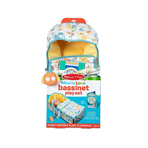 Melissa & Doug Mine To Love Bassinet Play Set Portable Carrier For Dolls With Crinkle Toy, Nursery Rhyme Book #TOP7