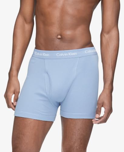 Calvin Klein Men's Cotton Classics 7-pack Boxer Brief, 3 Blue Depths, 2 Boardwalk Blue, 2 Water Reflection, X-Large - image 2