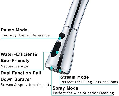 Heable 2 Function Kitchen Tap Spray Head Replacement Part, Pull Out Settings Shower Head for Kitchen Bathroom Mixer Faucet Chrome - Image 4