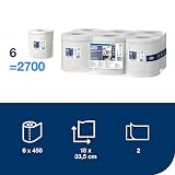 Tork 473414 wielofunkcyjne chusteczki papierowe do wewnętrznego systemu dozowania M2 / 2-warstwowy stabilny papier w kolorze białym / 6 x 150,8 m