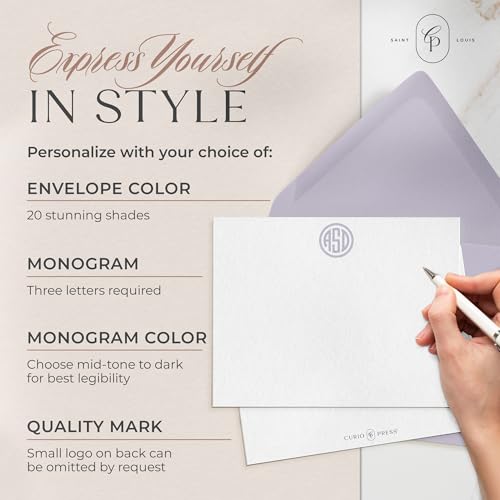 Curio Press Personalized Stationery Circle Monogrammed Initial Notecards With Envelopes thumb #2