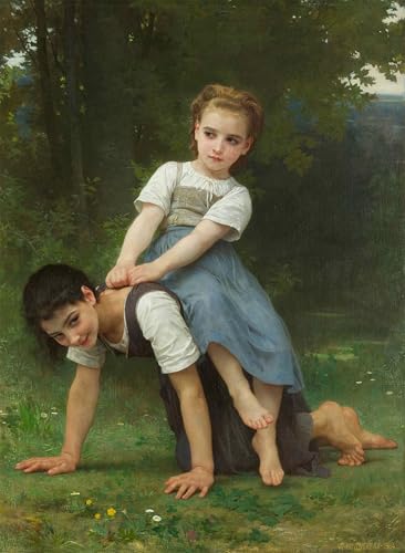 Peinture Toile Bouguereau Idylle d'Enfance 60x90cm Décoration Murale Chic