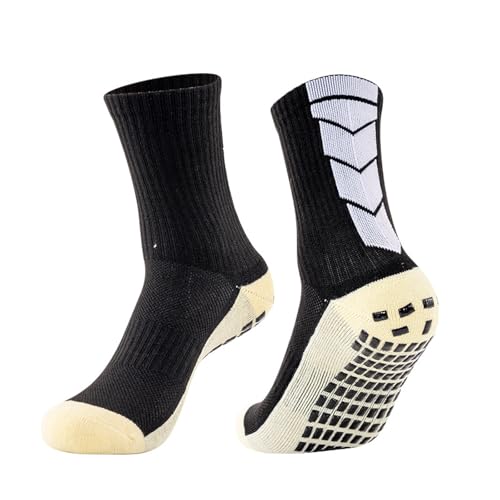 PRIOKNIKO Youth Football Socks Mid-length Thickened Anti-slip Sports Socks,black And White,One Size