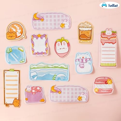 Image of FunBlast Sticky Notes - Colorful Chibi Charm 12 Sheets - 240 Sticky Notes, Sticky Pad for Study, Point It Marker Stationery Items, Self-Adhesive Memo Pad, Planners and Memo Sticker