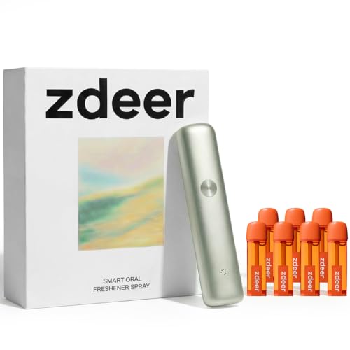 ZDEER PW13 Electric Cool Breath Spray Probiotic Mouth Oral Spray Alcohol-Free for Fresh Breath & Dry Mouth Rechargeable 7 Flavor Cartridges Travel Size Ideal for Dating Office Daily Use