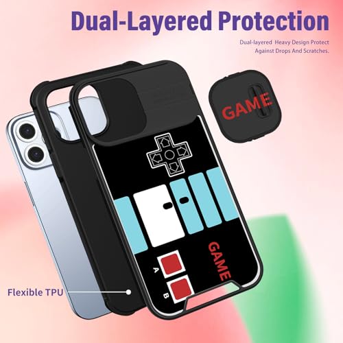 Image of Funermei (2in1 for iPhone 15 Pro Max Case for Boys Cool Fun Cute Phone Cover Funny Cartoon Game Kids Girls Black Unique Design with Camera Cover Funda for Apple for iPhone 15 ProMax Cases 6.7 inch
