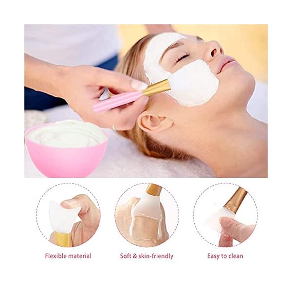 Facial Skin Care Horizon Mask Mixing Bowl DIY Set, U-MATE 5 in 1 Set include 1 Silicone Face Mask Bowl + 1 Stick Spatula + 2 Silicone Face Mask Brushes + 1 Premium Soft Bristle Brush Face Mask Applicator, Face Treatment Mask Mixing Tool Kit