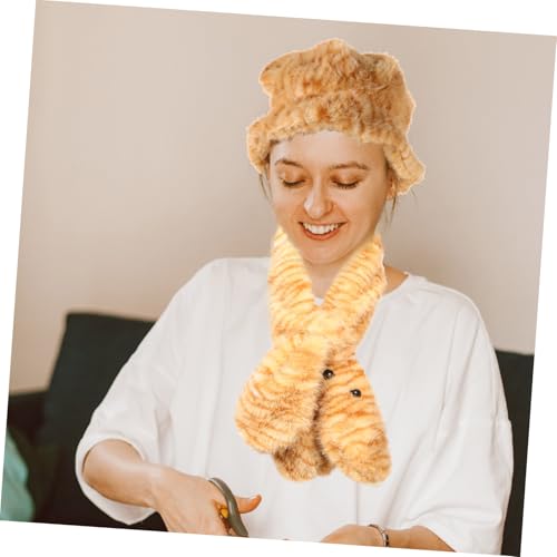 Beaupretty 1Set Fuzzy Plush Bucket Hat and Scarf Women Cute Cat Ears Design Winter Accessory Ear Protection Versatile Hat and Scarf4