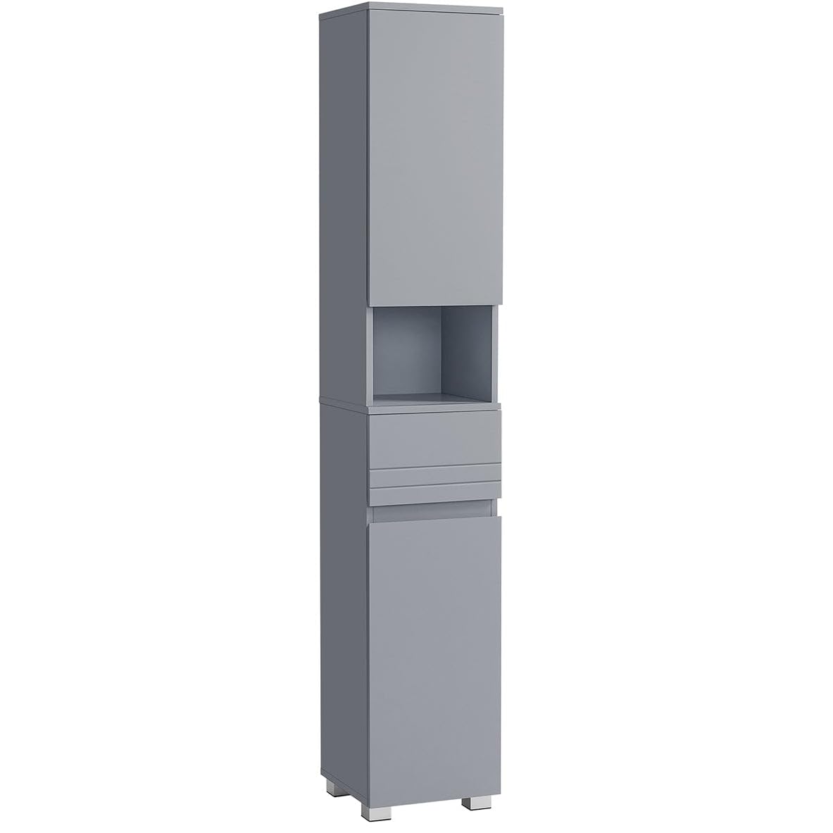 Helloshop26 - Armario para cuarto de baño, mueble de almacenamiento, columna, con cajón estantes ajustables, compartimentos 30 x 30 x 170 cm, color gris 12_0004019